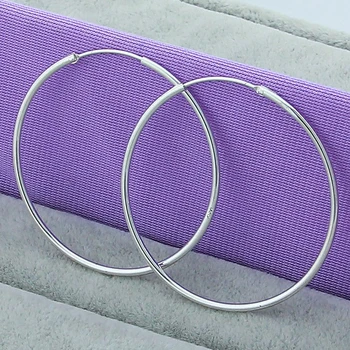 Round Circle 35/50/60mm Hoop Earrings Silver Color For Woman Wedding Engagement Party…