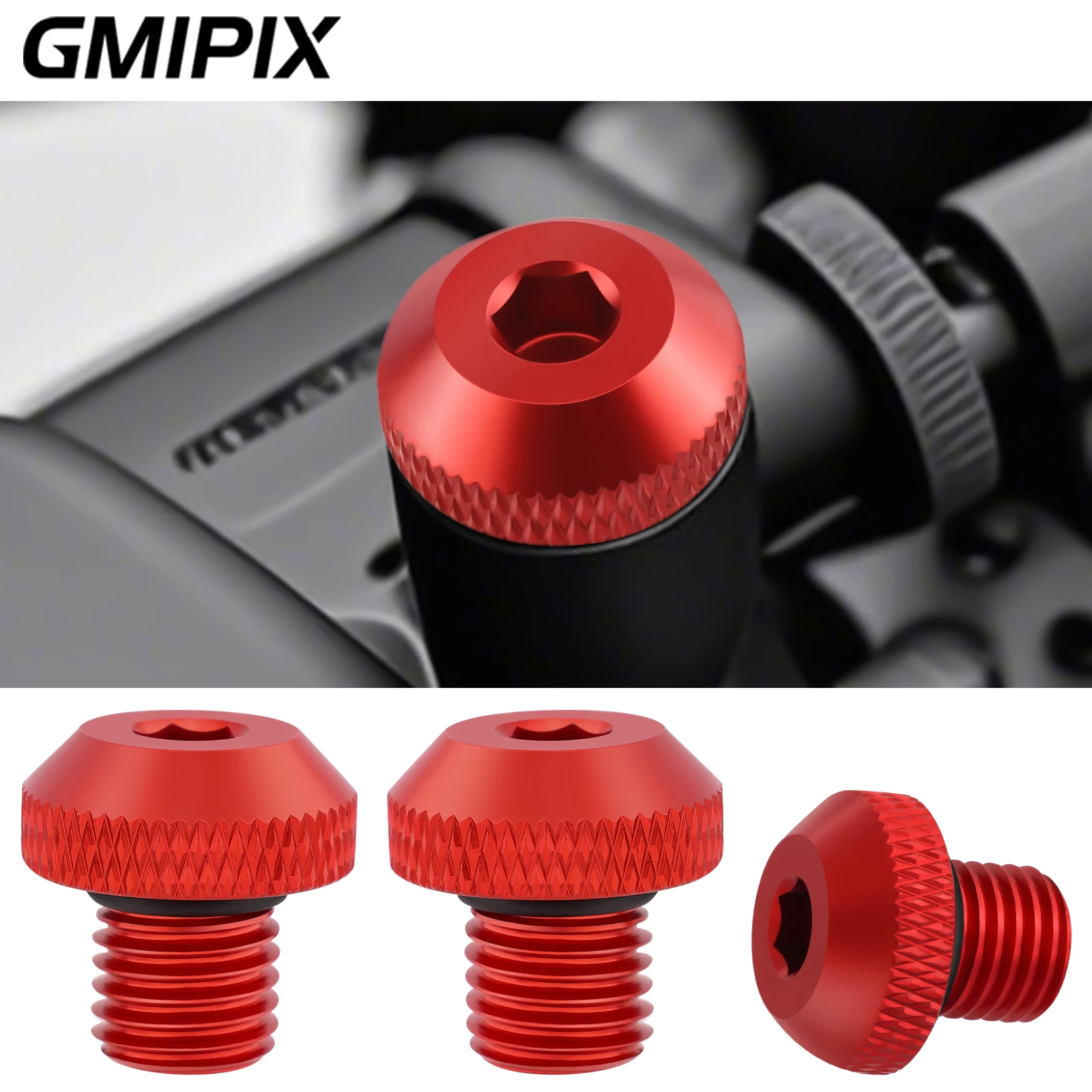 GMIPIX 3-teiliger Motorrad-Spiegel-Lochstopfen M10 x 1,25 für die meisten Motorrad-Rückspiegel-Schrauben, Loch für Z800 Z900 CRF250 MT09