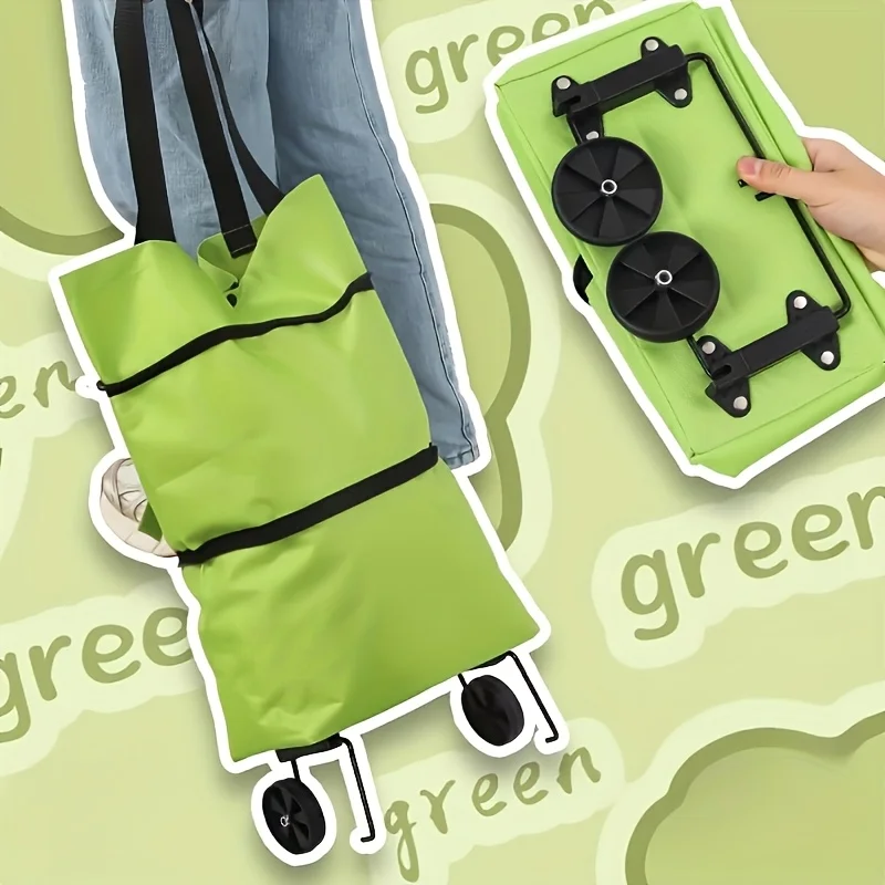 Collapsible Shopping Cart for Groceries, Featuring a Lightweight Design with Wheels, Ideal for Home Use And Capable of Carrying