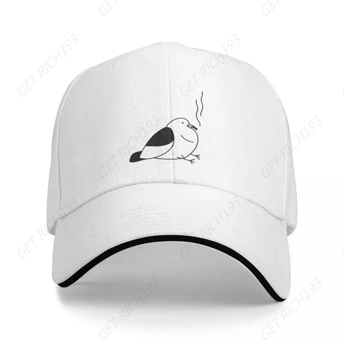 Smoking Pigeon Line Art Cap Baseball Cap Fur Hat Horse Hat Hat Men Women One Size