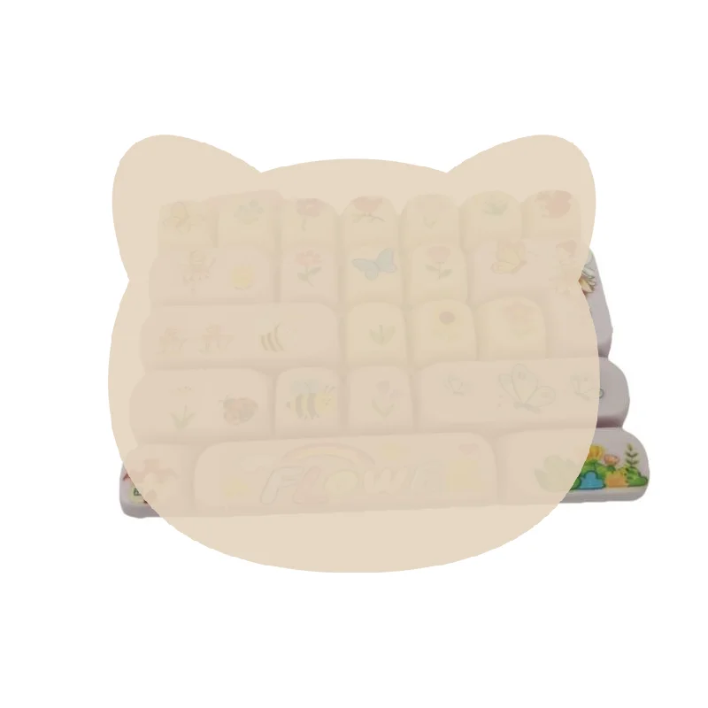 Mini Keyboard Button Stress Relief Fidget Toy Lovely Cartoon Animal Flower Print Bag Ornament for School Students Teens