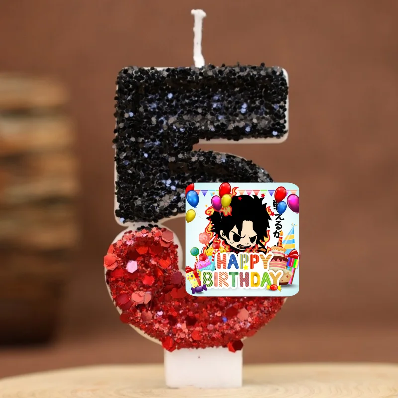 Vela Digital con Temática de Anime One Piece, Número 0-9, Decoración para Pastel de Cumpleaños Infantil, Accesorios para Fiestas de Dibujos Animados