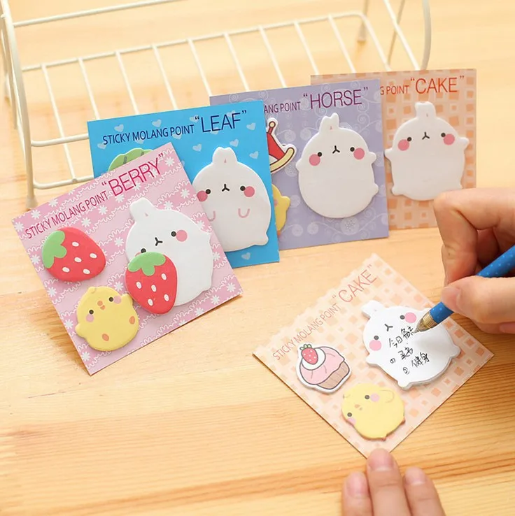 Cartoon Rabbit Sticky Notes, Memo Pad criativo, Presente de papel adesivo, Cute Wall Frigorífico Adesivos, N Times