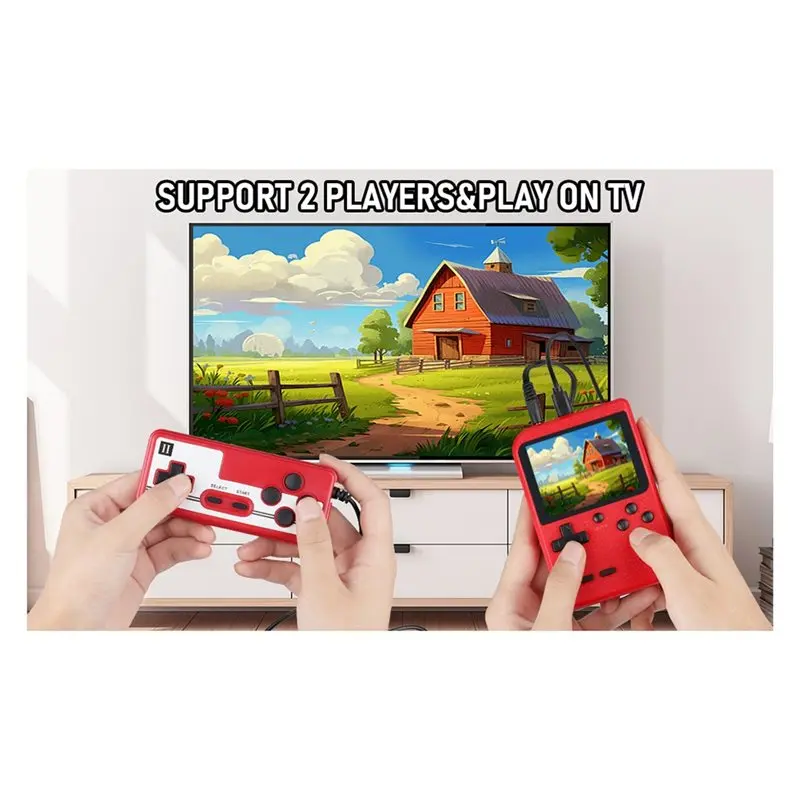 MACH-Portable Game Console With 500 Classic Games, 3.0-Inch Screen, Supports TV Connection And Two-Player Games.
