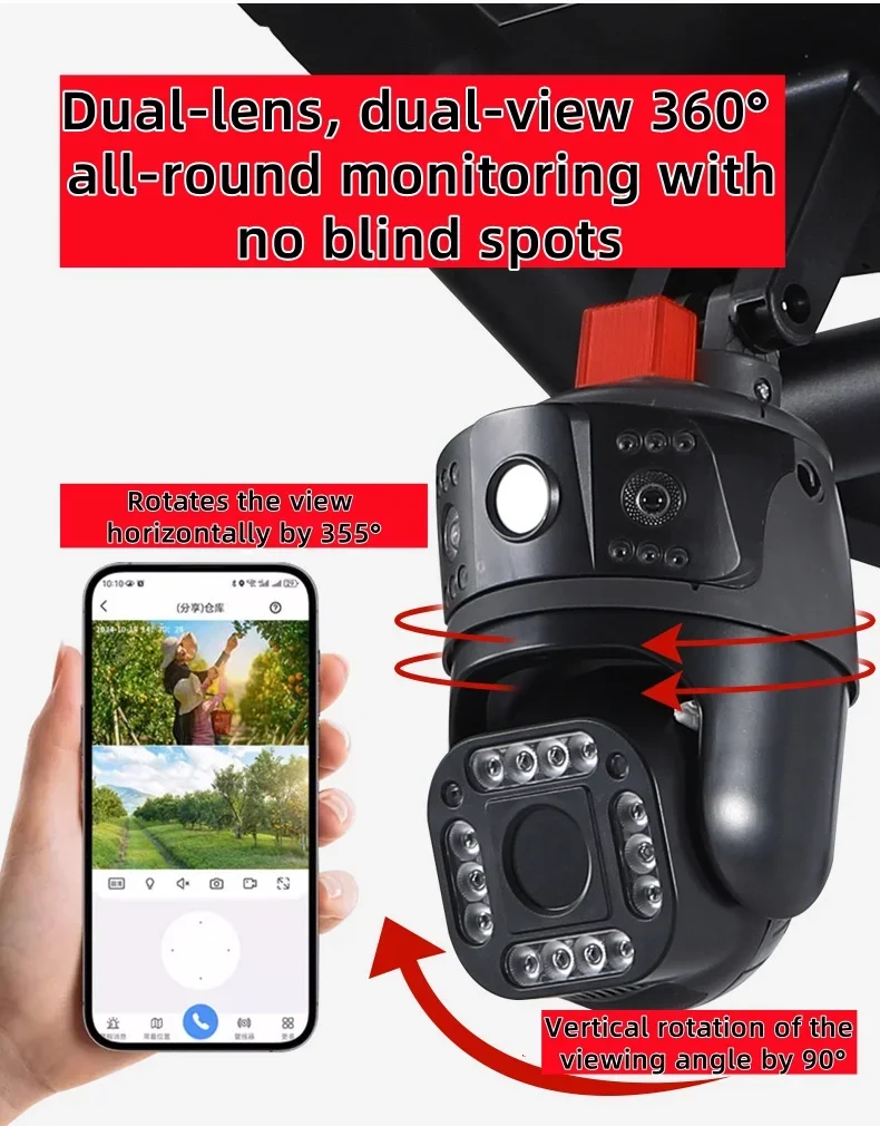 Solar LED Street Lamp 4G Camera smart technologies 3-Lens APP Control PIR Human Detect Security Alarm CCTV Night Vision Outdoor