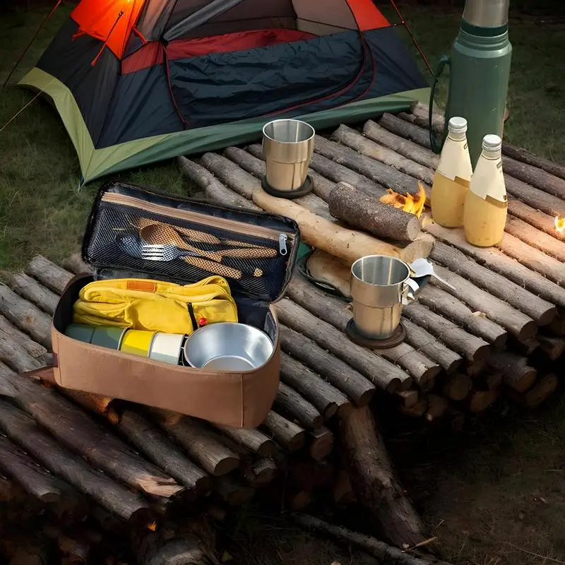 

Camping Travel Cookware Organizer Bag Portable Camping Kitchen Cookware Bag High Capacity Kitchenware Utensil Container For