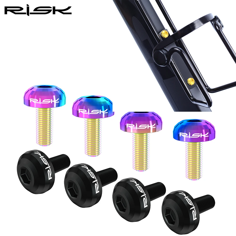 

RISK 2pcs Bike Bottle Holder Screw Titanium Alloy MTB Bicycle M5x12 Cage Bolts Fixing Air Pump Bracket Screws For Cycling Repair