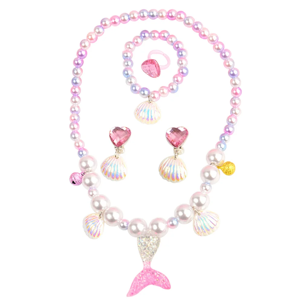 

Pearl Necklace Bracelet Kids Jewelry Set 5 Piece Suit Colorful Design Birthday Party Christmas Accessories Toy