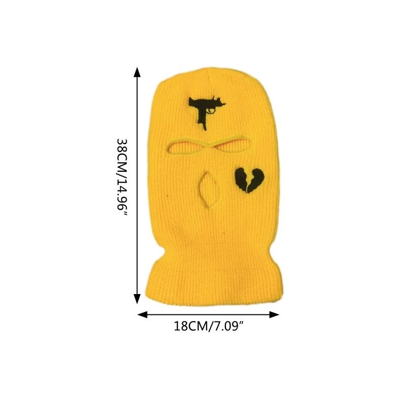 

Новинка 2026 года, креативная вязаная шапка с вышивкой, термомаска для лица, Балаклава с 3 отверстиями, уши для защиты для