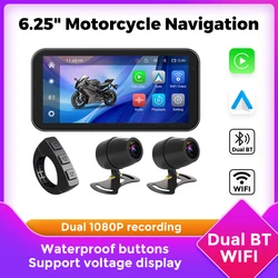 6.25 ''Wireless Carplay moto portatile navigazione GPS schermo di visualizzazione moto Wireless Android Auto Monitor impermeabile