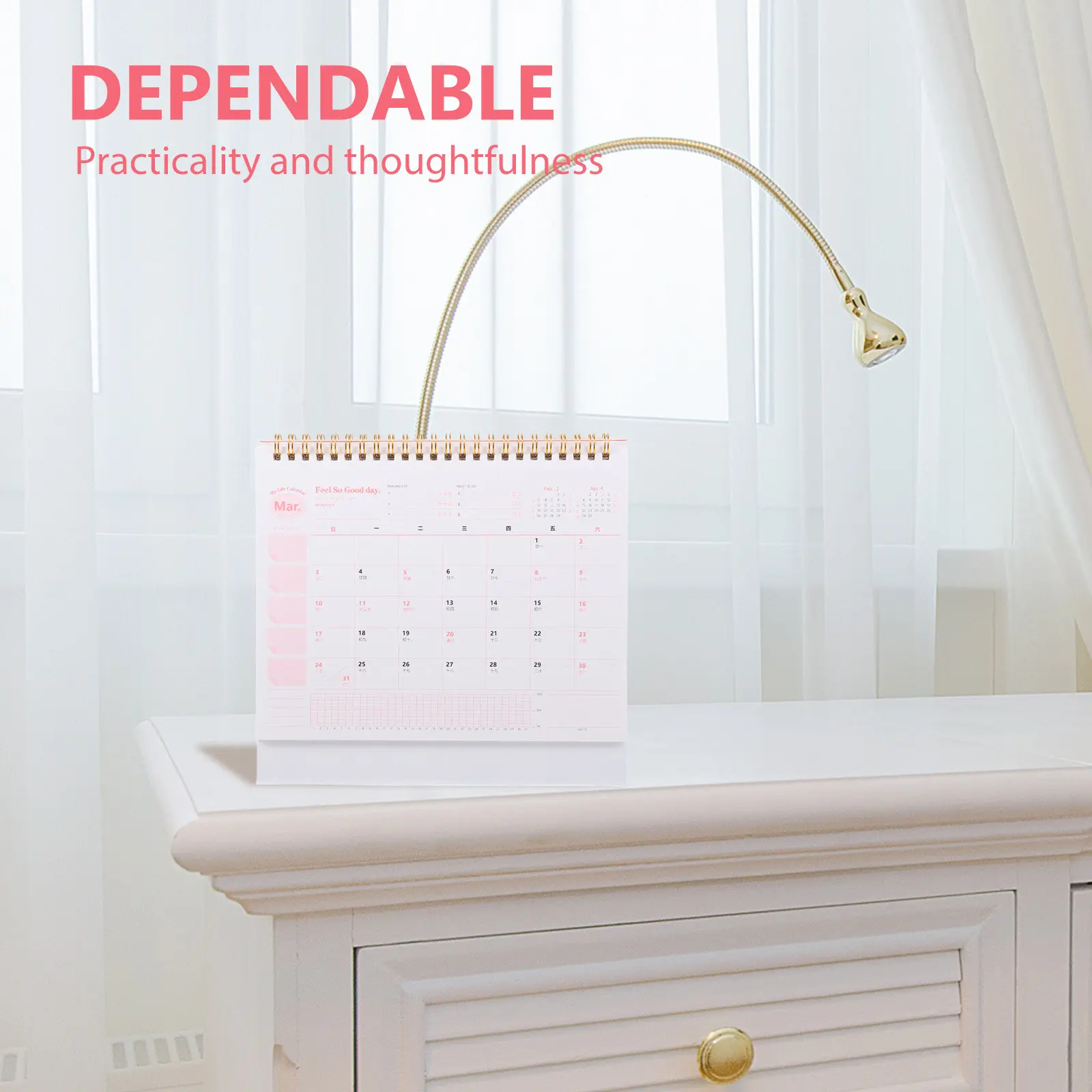 2024 Desktop Calendar Flip Style Thick Paper Desk Calendar for Office Home Restaurant Use Compact Standing Design Functional