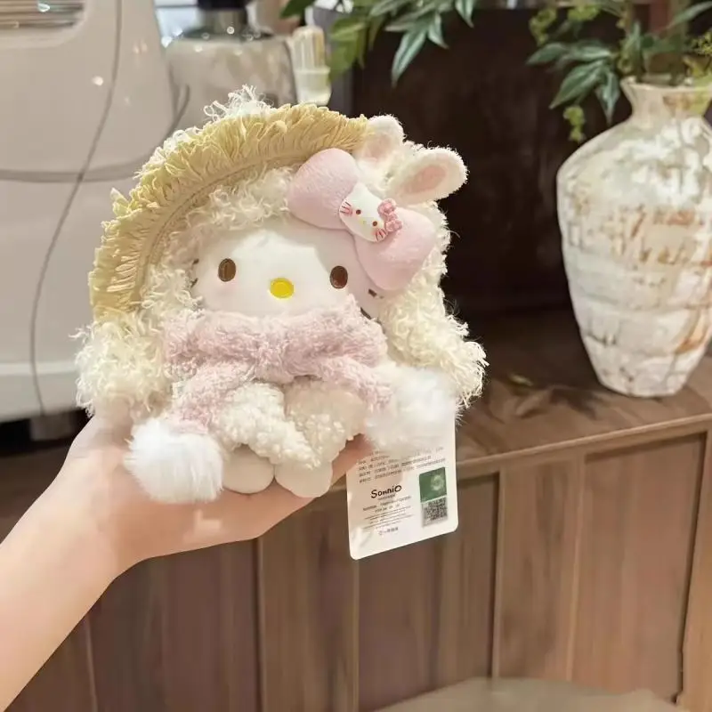 Authentic with Hangtag Hello Kitty Grass Hat Rabbit Ears Plush Filling Doll In-Vehicle Hanging Ornaments Friend's Festival Gifts
