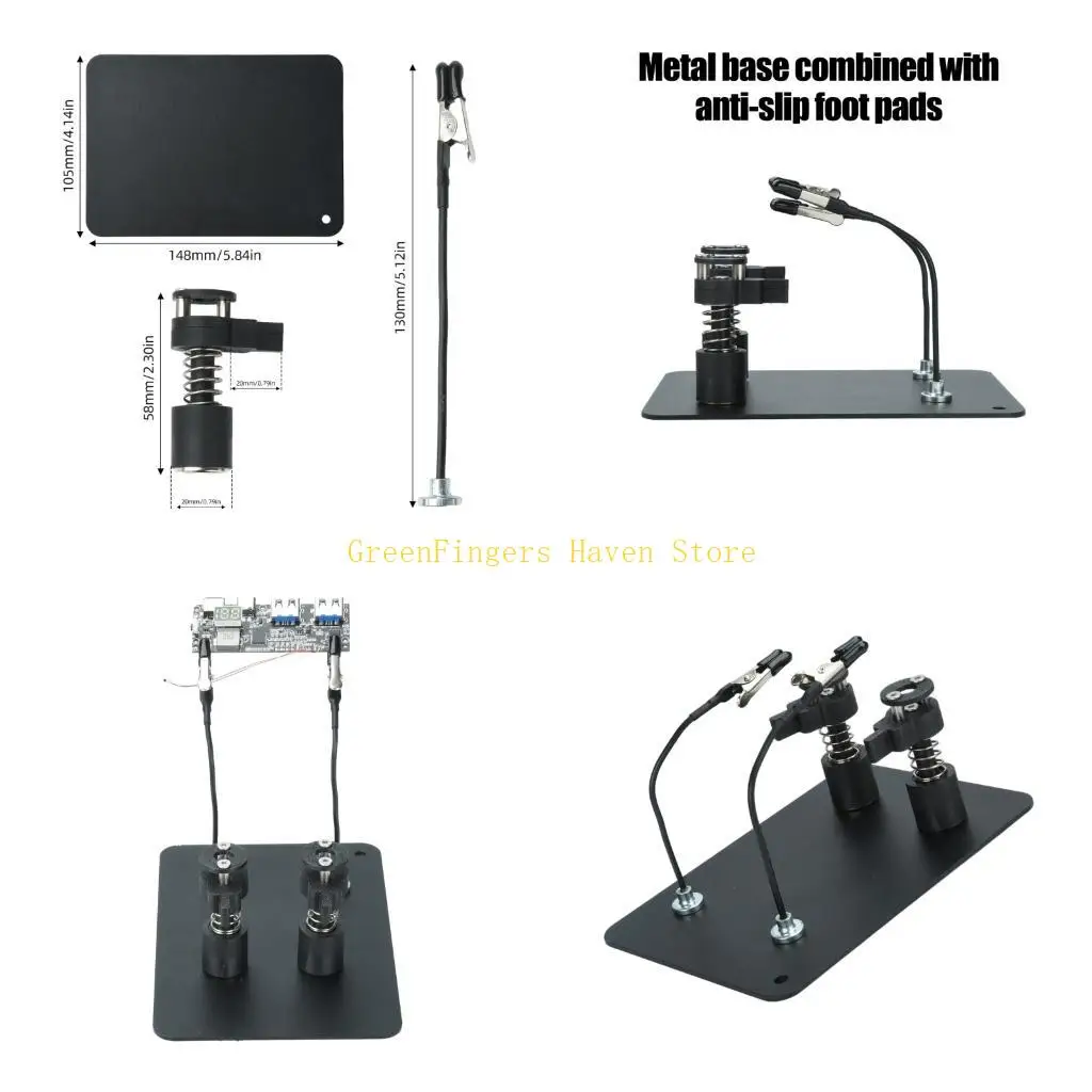 F68D Helping Hands Soldering Station, Adjustable Soldering Holder Fixture With Adjustable Grip Stems and Metal Base