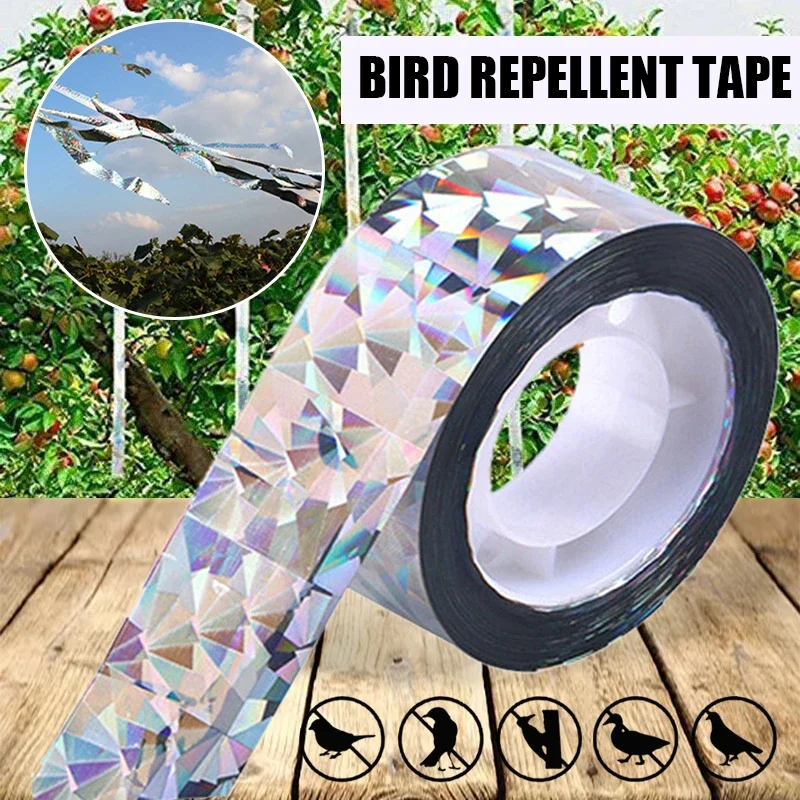 80M Anti Bird Tape Bird Scarer Flashing Reflective Tapes Non-toxic Bird Repeller Anti Pigeons Scare Double-sided Ribbon Repeller