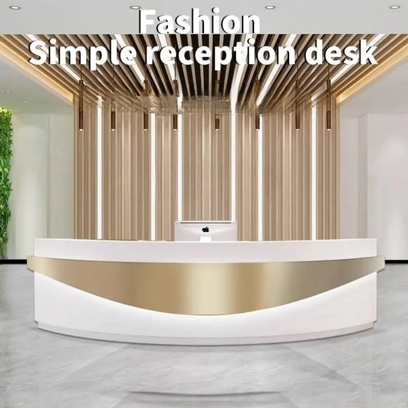 European New Reception Desk Checkout Page Arc Shape Beauty Reception Desks Advisory Salon Office Luxury Mostrador Home Furniture