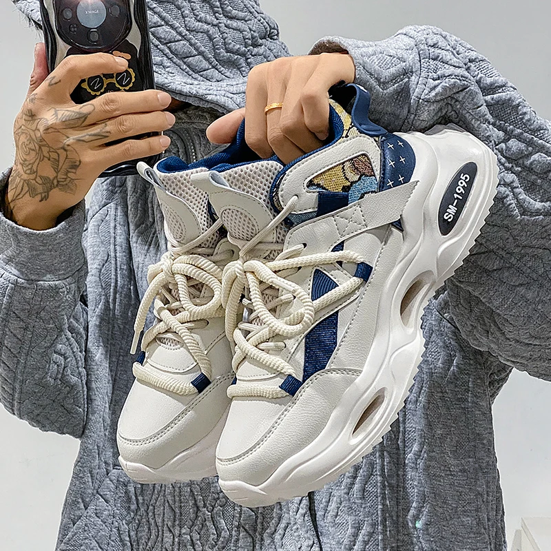 

New Mens Casual Shoes Fashion Comfortable Anti Slip Sneakers Thick Sole Breathable Wear-resistant Man Footwear Spring and Autumn