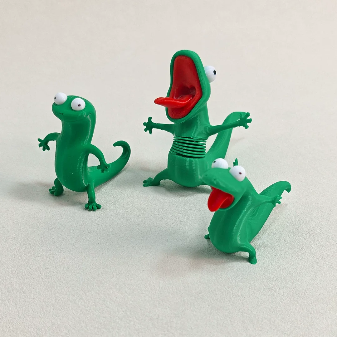 LingMou 3D Printed Lizard Fidget Toy Creative Spring Squeeze Decompression Weird Desktop Decor Funny Emoji Plaything