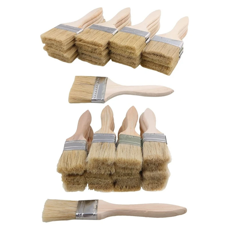 48 Pcs Paint Brushes And Chip Paint Brushes For Paint Stains Varnishes Glues And Gesso, 24 Pcs 35Mm & 24 Pcs 70Mm