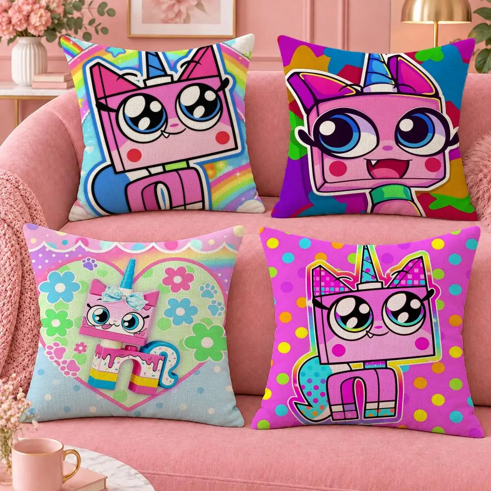 Cartoon Magical Unikitty Cushion Cover Cute Cartoon Throw Pillow Cover Soft Plush Cushion Cover Sofa Bedroom Home Decor