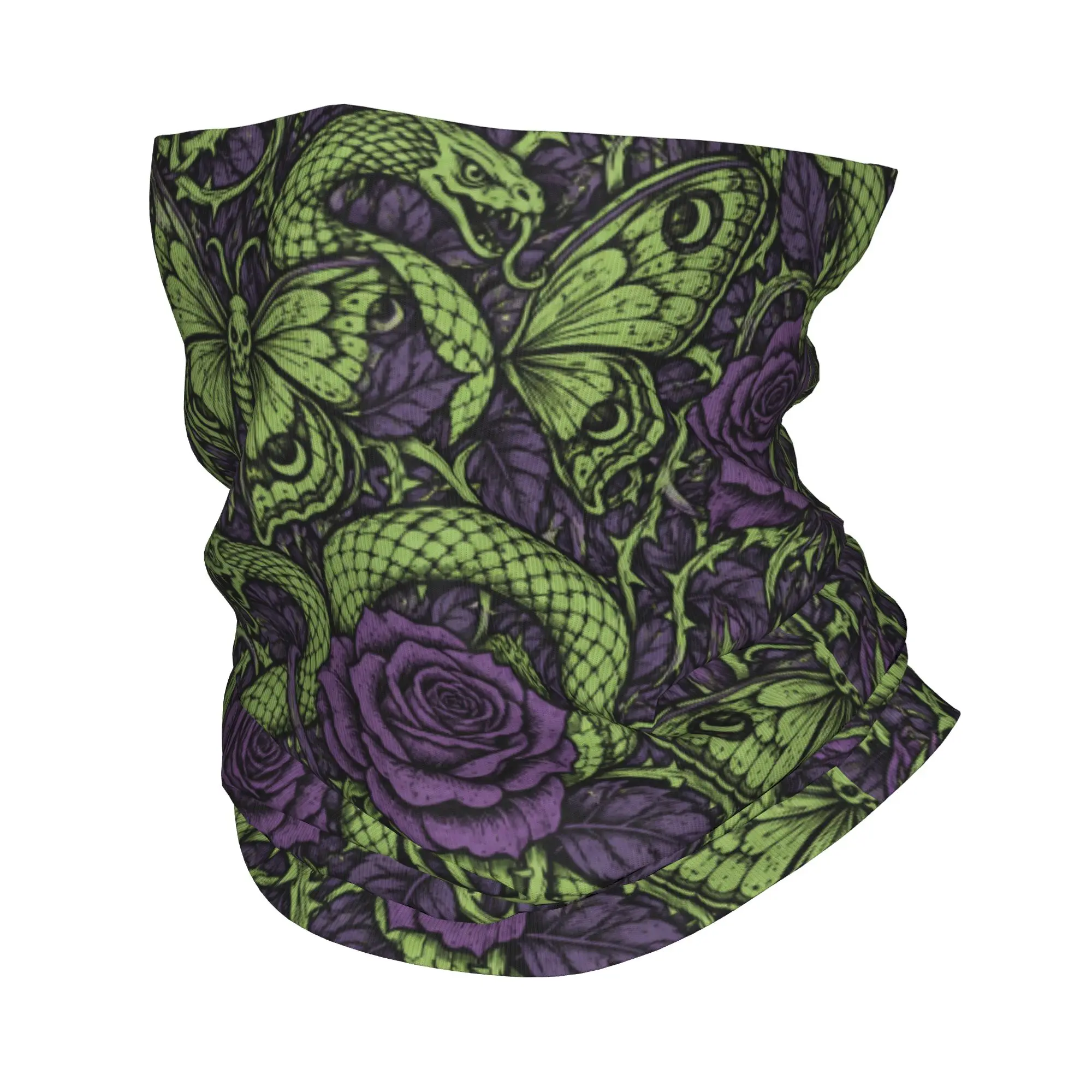 Fun Gothic Snake Rose Butterfly Print Bandana Neck Gaiter Printed  Magic Scarf Multifunctional Scarf Cycling for Adult Washable