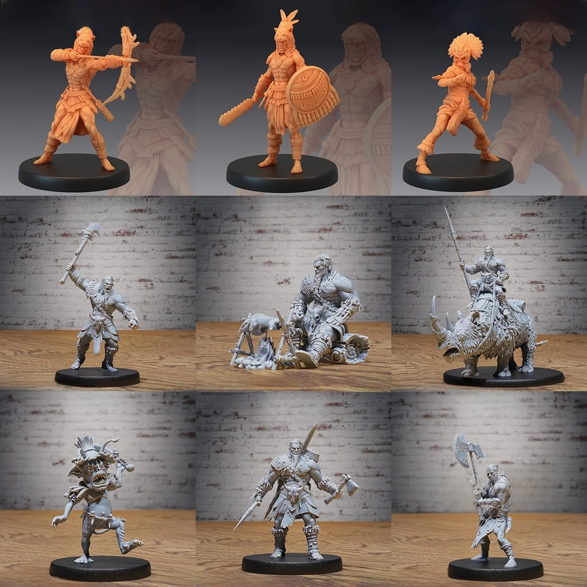 dnd-ワイルダービースト部族人間インディジーネスドラゴンとアンダーワールドのチェスの駒モデル卓上ゲームランクルーレジンダイス中国語版
