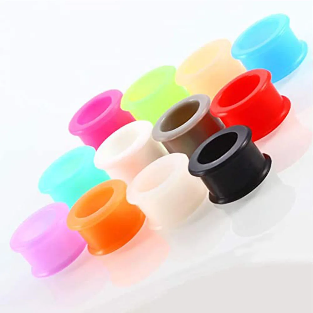 WKOUD Silicone Tunnels Ear Gauges 3-38mm Double Flared Saddle Expander For Women Men Body Piercing Jewelry Gauge