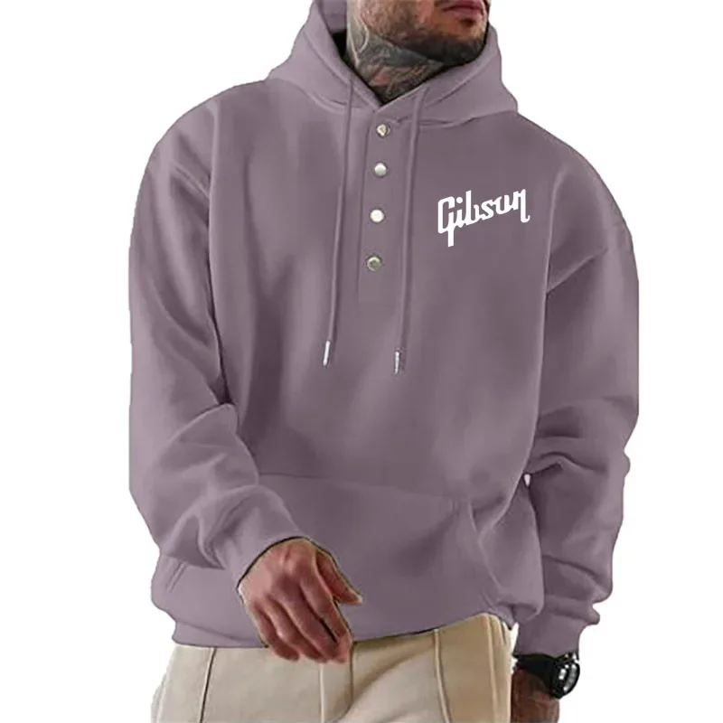 Gibson-Sudadera con capucha para hombre, suéter informal con estampado de moda, Color sólido, Tops sueltos, primavera y otoño, novedad de 2024