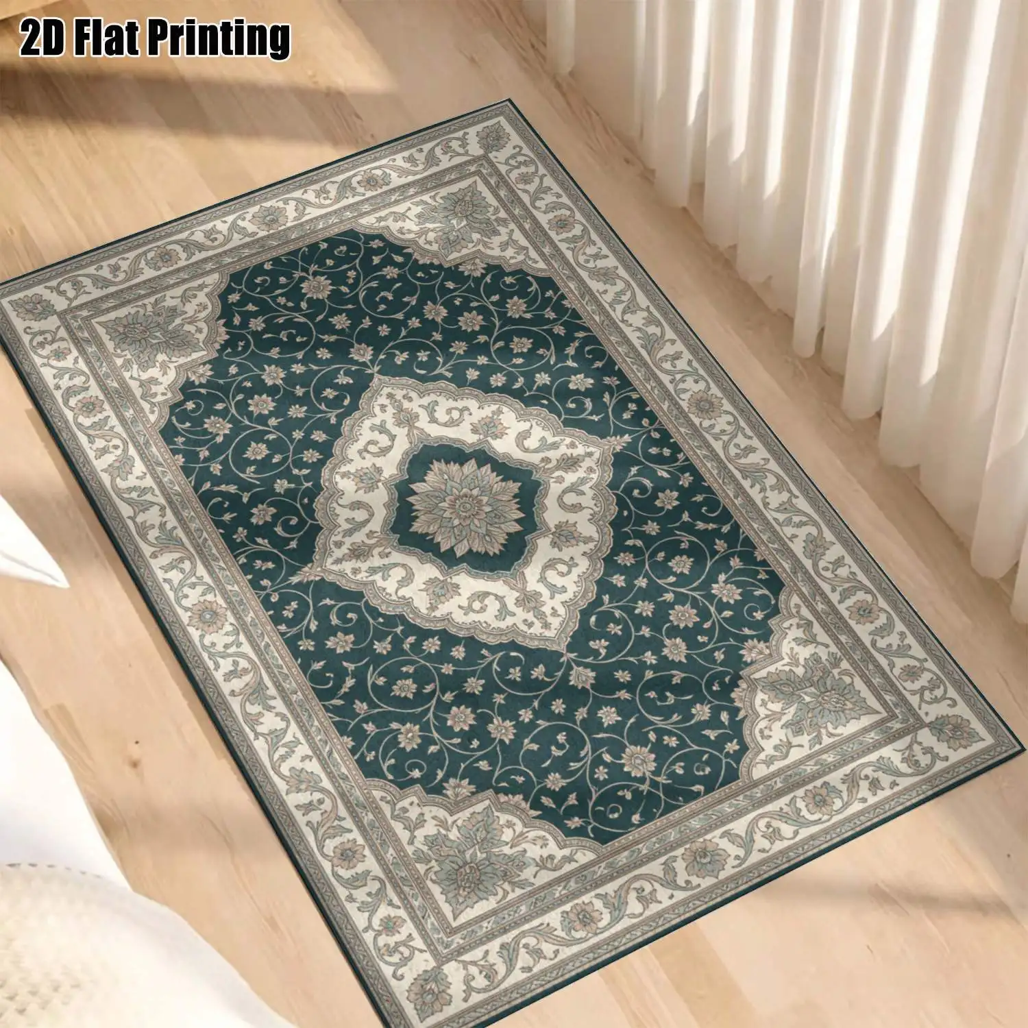 1Pc 2D Printed Retro Brown-Grey Scrolling Flower Carpet European-Style Home Decor Rug, Multi-Size, Machine Washable, Suitable for Entryway, Dining Room, Bedroom, Study, Living Room.