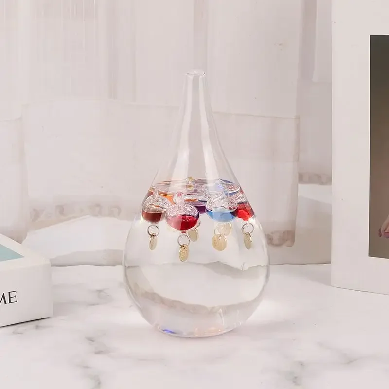 ميزان حرارة جاليليو زجاجي - ميزان حرارة قطرات غرفة الكرة العائمة الملونة لتزيين المنزل #2