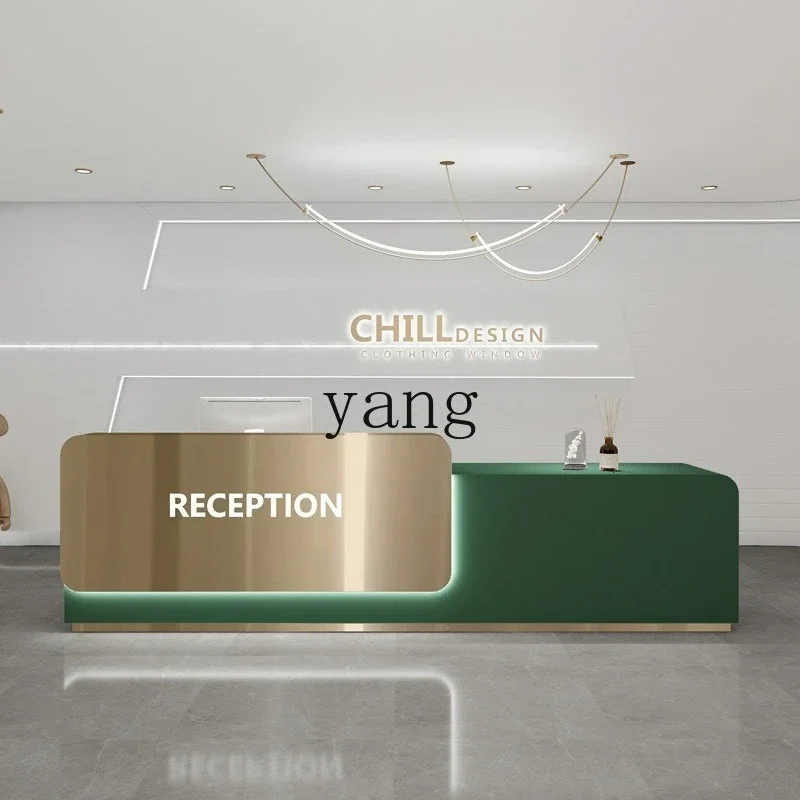 LTT Light Luxury Stainless Steel Company Front Desk Simple Modern Cashier Reception Bar