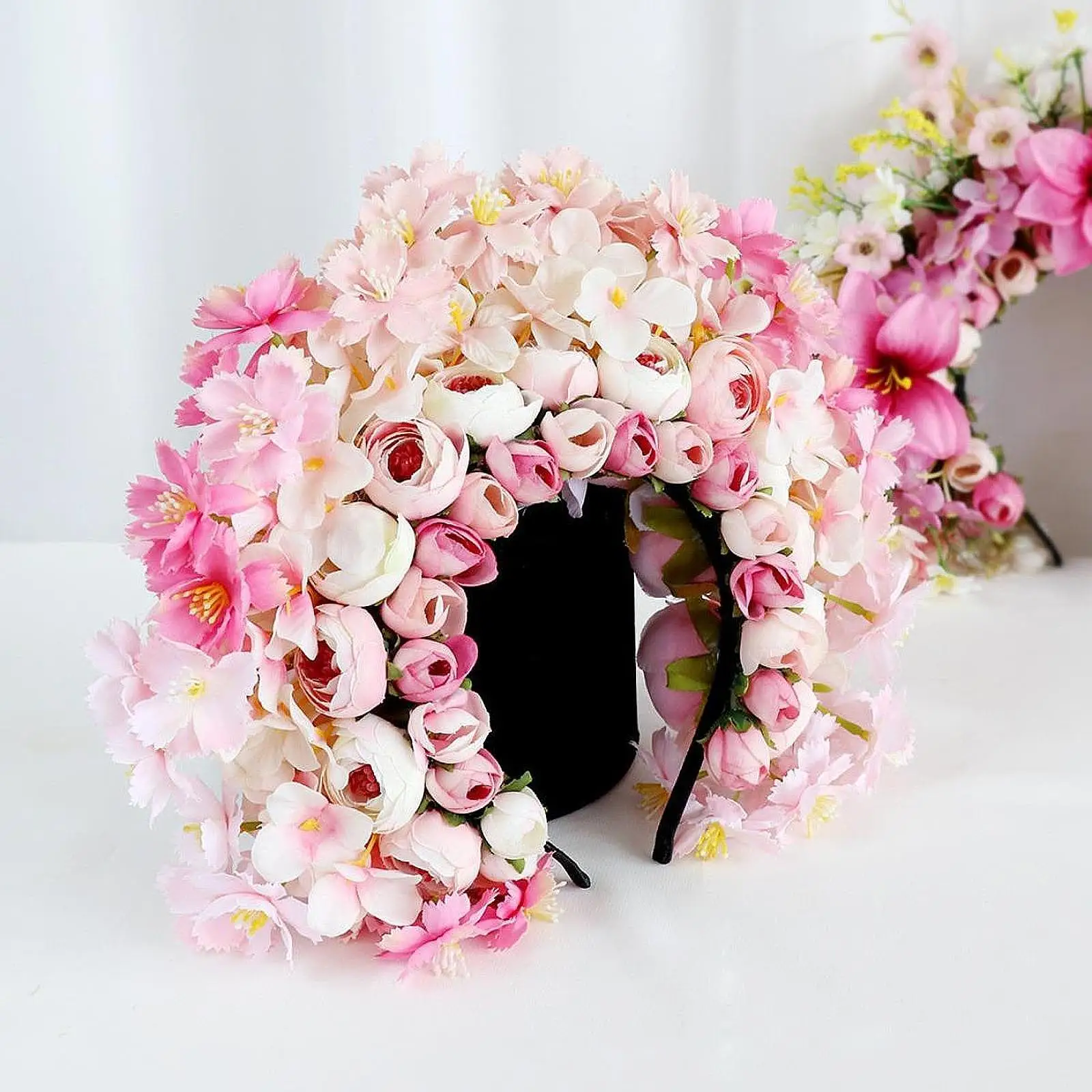 هان الصينية زهرة عقال مزدوجة الجانب زهرة الحرير الأزهار أغطية الرأس لحفلات الزفاف Phtoo الدعائم مهرجانات الأداء #3