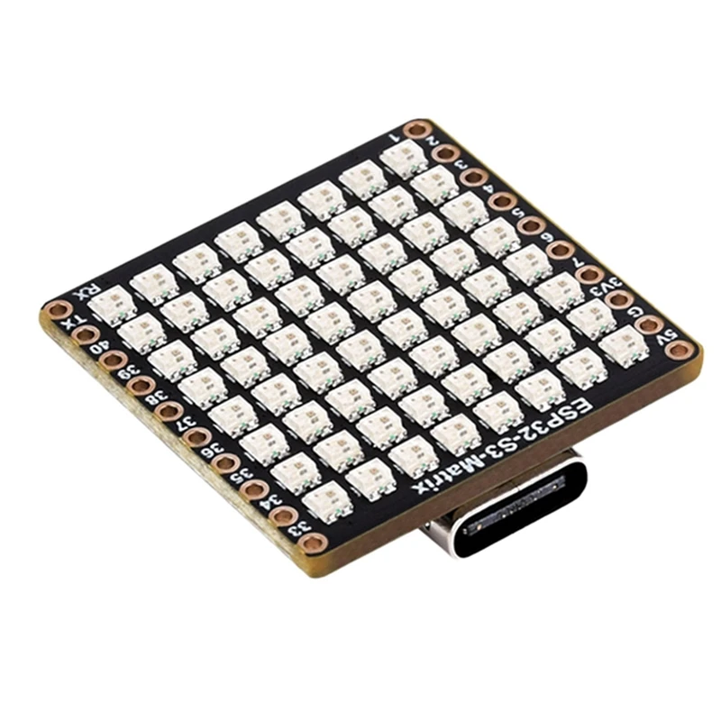 ESP32-S3 Development Board WiFi Bluetooth Matrix 8x8 RGB-LED with QST Attitude Gyro Sensor QMI8658C for Python-A23U