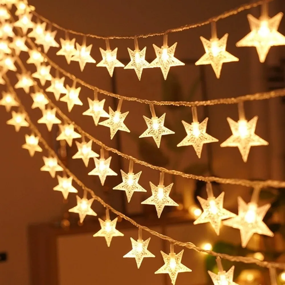 1.5M10LED/3M20LED Star Shaped Light String, Battery Powered, Indoor LED Decorative Lights, Suitable For Holiday Party Decoration