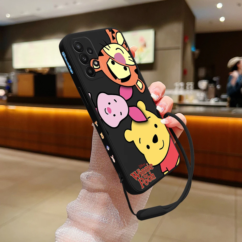 Disney Winnie the Pooh Case For Huawei P50 P40 P30 P20 Nova 9 9SE 8 8i Mate 40 30 20 Pro Lite P Smart 2021 Cover With Hand Strap