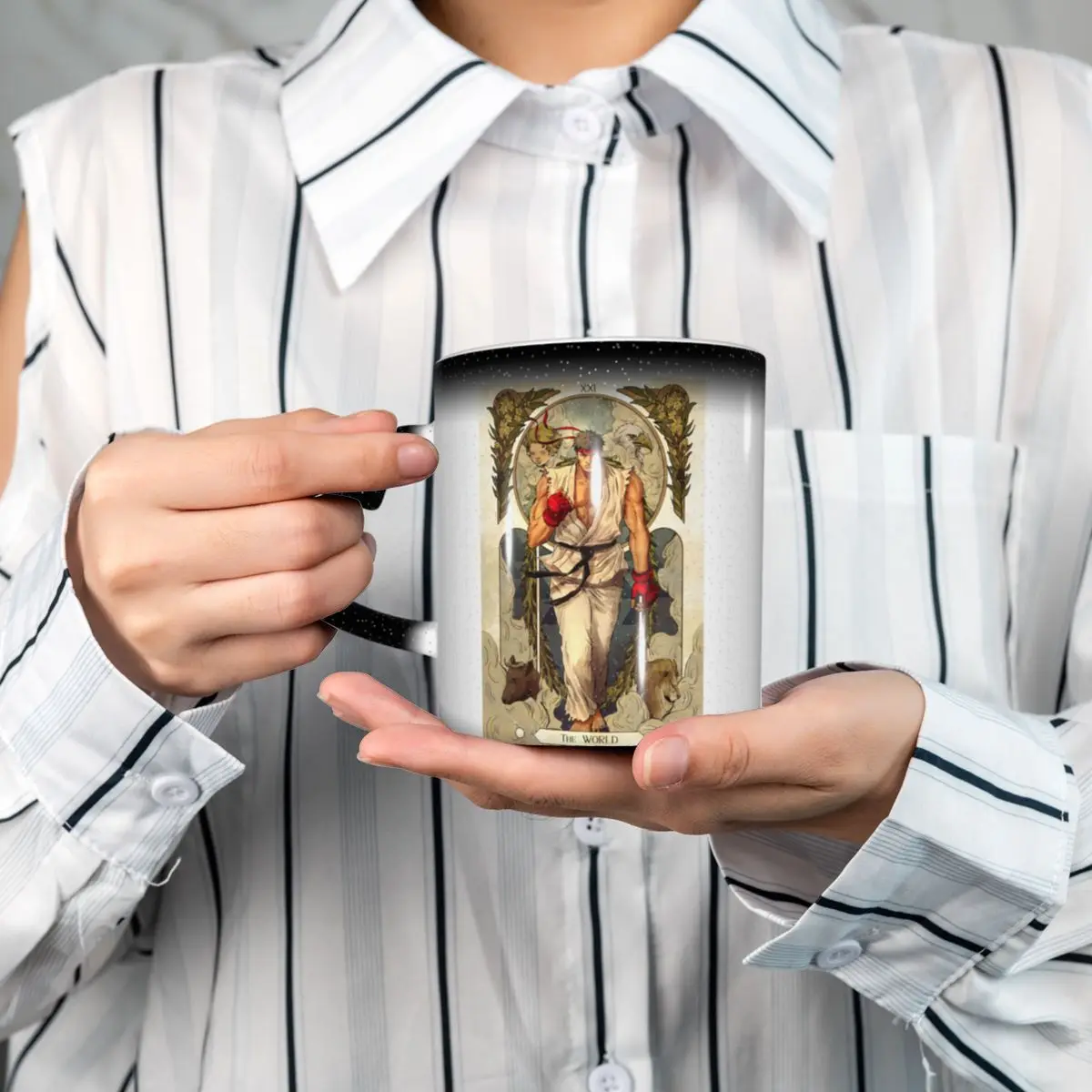 Ryu Street Fighter II Turbo Hyper Fighting Mug Funny Ceramic Coffee Cups Tea Mugs Milk Cup Drinkware Gift for Woman Man
