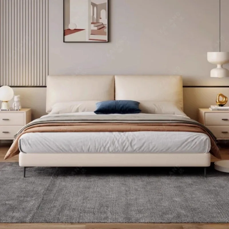 Beige Adult Double Bed Comforter Platform Modern Living Room Queen Bed Full Size Storage Bedframe Lit 2 Personnes Furniture Home