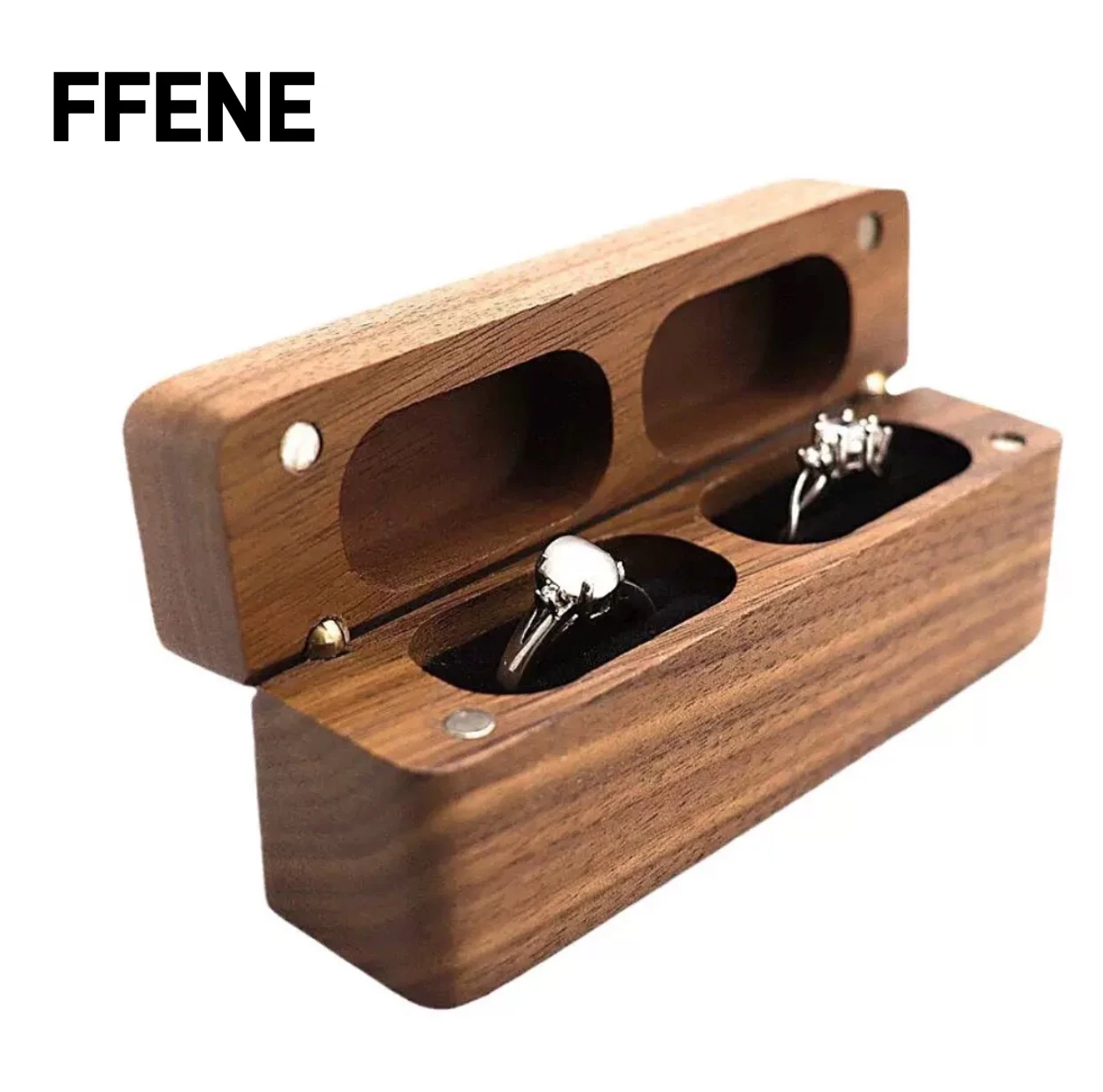 

Новая простая коробка для обручального кольца из черного ореха, 9 см, длинная прямоугольная, для ювелирных украшений, упаковка для подарка женщине