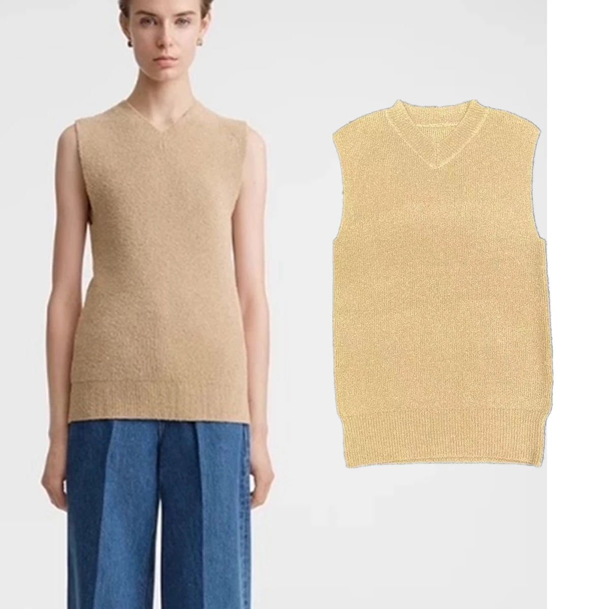

Withered Summer Fashion Office Ladies T-shirts Women Vest Nordic Minimalist Knitted Tank Top T-shirt for Women