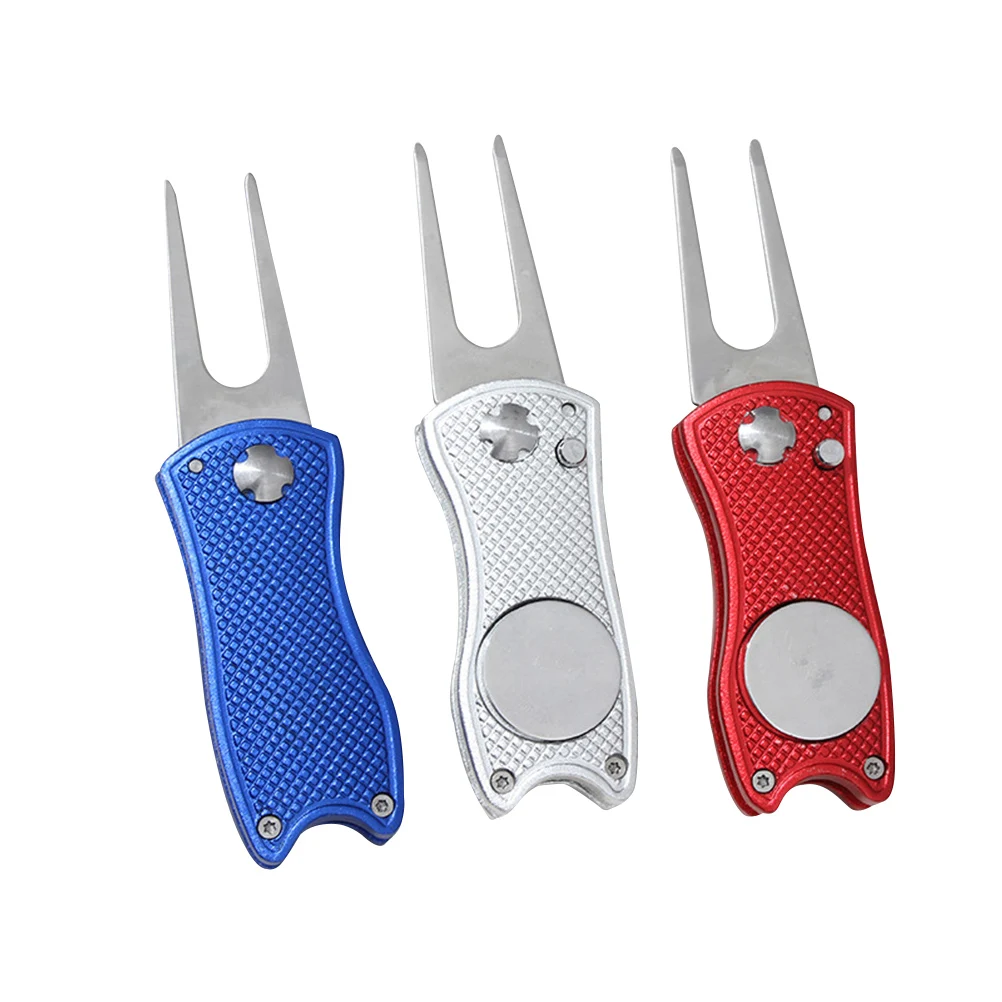 

3 Pcs Golf Fork Ball Markers Divot Repair Tool and Tools Stainless Steel Foldable