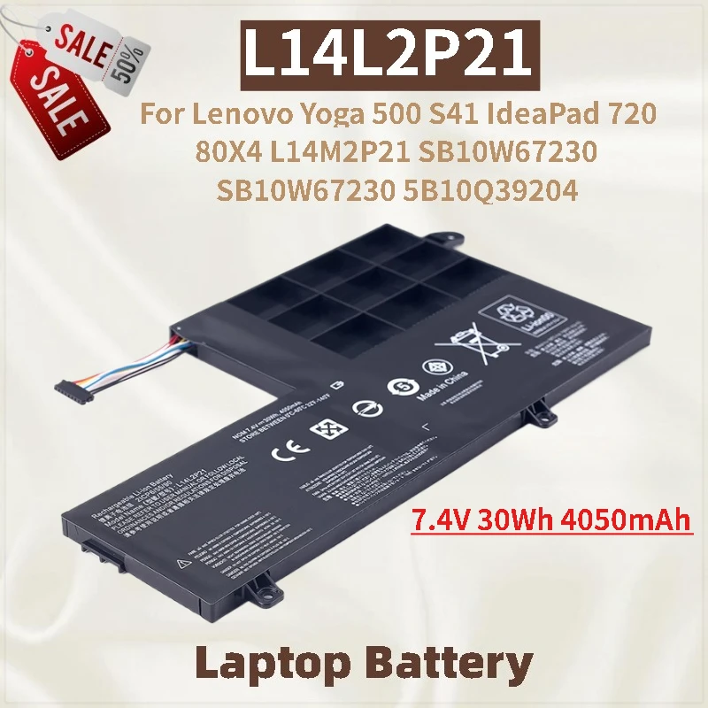 

Высокое качество L14L2P21 7-проводной аккумулятор для ноутбука 7,4 В 30 Втч 4050 мАч для Lenovo Yoga S41 500 IdeaPad 80X4 720 SB10W67230 SB10W67230