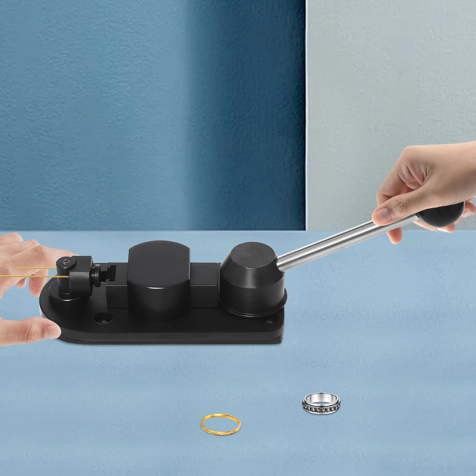 

Manual Jewelry Bending Machine Professional Ring & Earring Making Tools with 8 Molds for Goldsmith DIY Craft