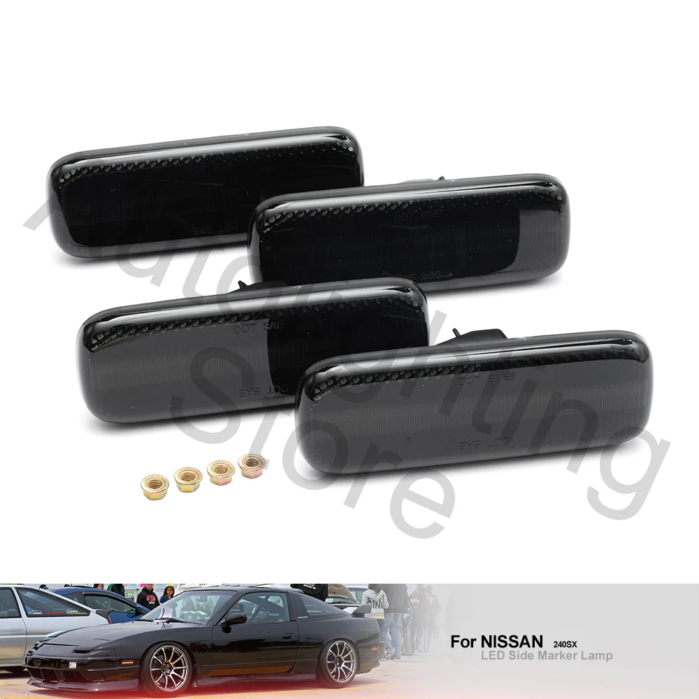 4PCS LED front amber +rear red Side Marker light Fender Turn Signal Lamp for 1989 1990 1991 1992 1993 1994 Nissan 240SX S13