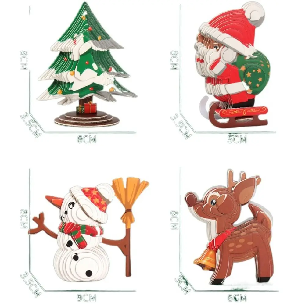 Modèle de puzzle en papier 3D du père Noël pour enfants, bonhomme de neige, wapiti de Noël, jouets de puzzle stéréo 3D