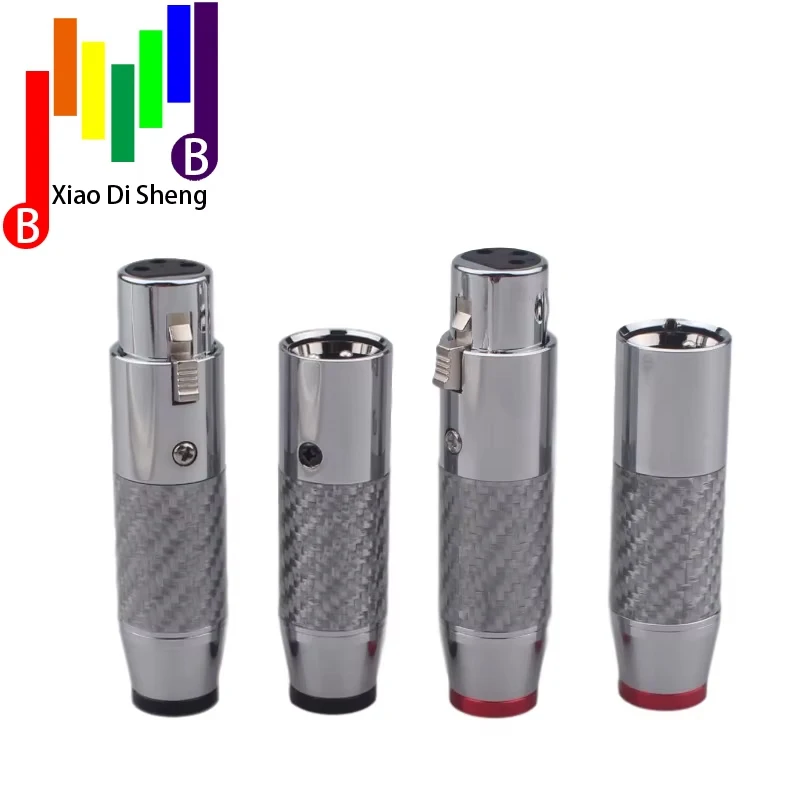 Hifi คาร์บอนไฟเบอร์ XLR ปลั๊ก Hi-end Gold-plated ชายและหญิง XLR ConnectorCarbon Fiber Shell Tellurium ทองแดงชุบโรเดียม g