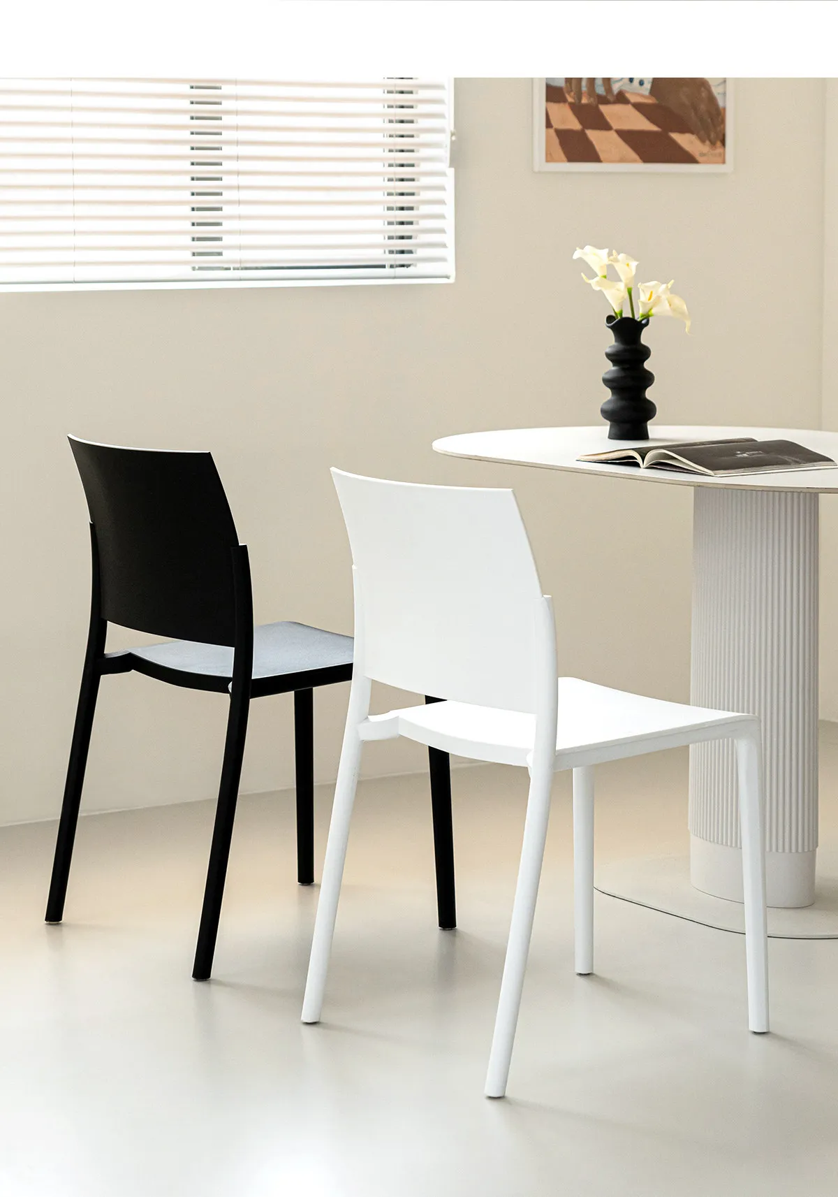 & Simple Plastic Stackable Dining Chair Minimalist Design Light Luxury High-end Backrest for Household Restaurant Use Small
