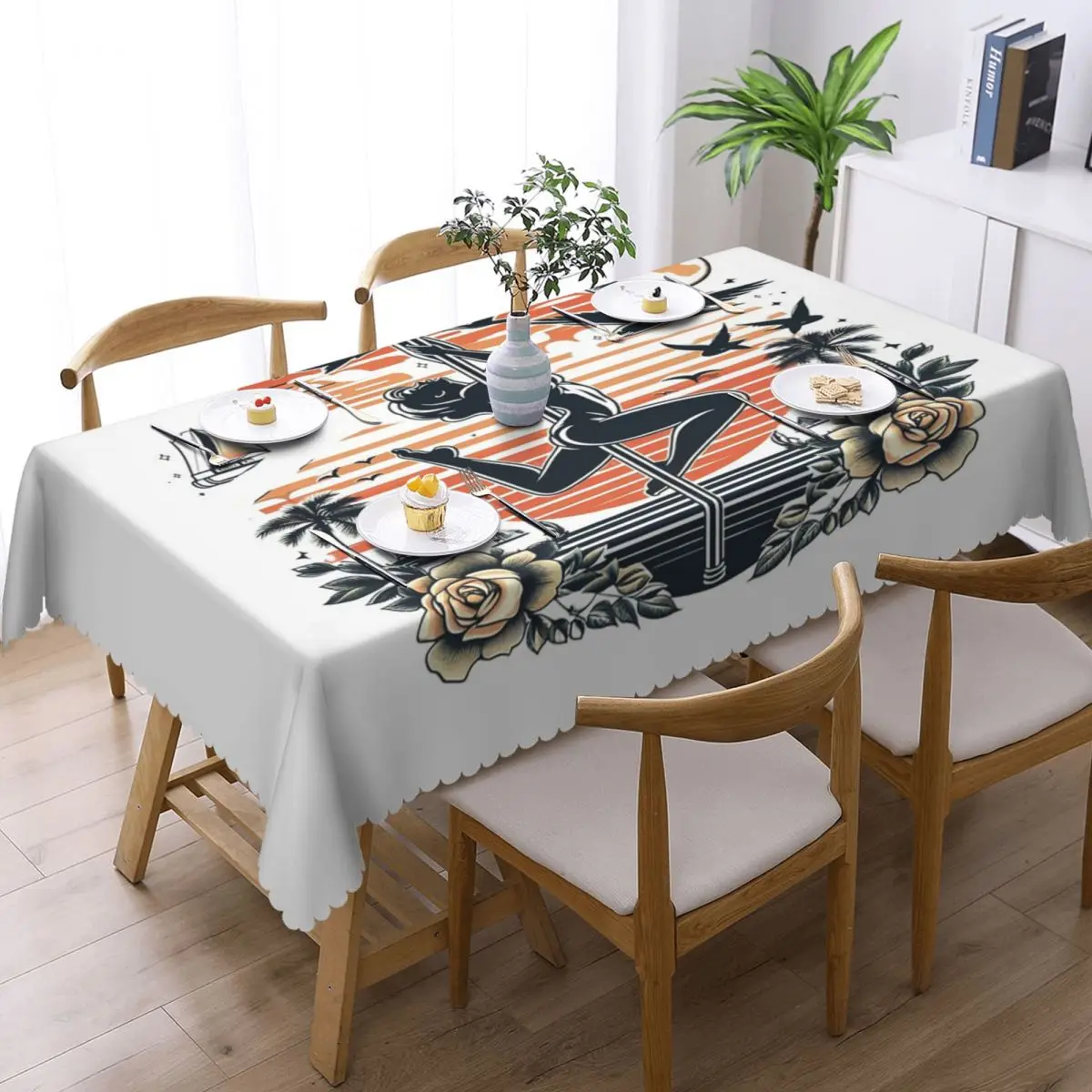 Pole Dance - Perfect For Evry Pole Dance Lovers Rectangular Tablecloth Oilproof Table Cover for Dining Events Table Cloth