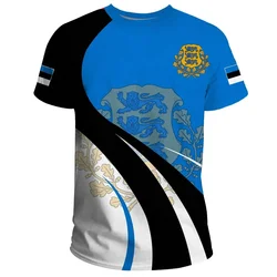 Estonia Flag Graphic T Shirt Estonian Independence Day Gifts 3D Printed T-shirts Men Sports Short Sleeved Football Jersey Tees