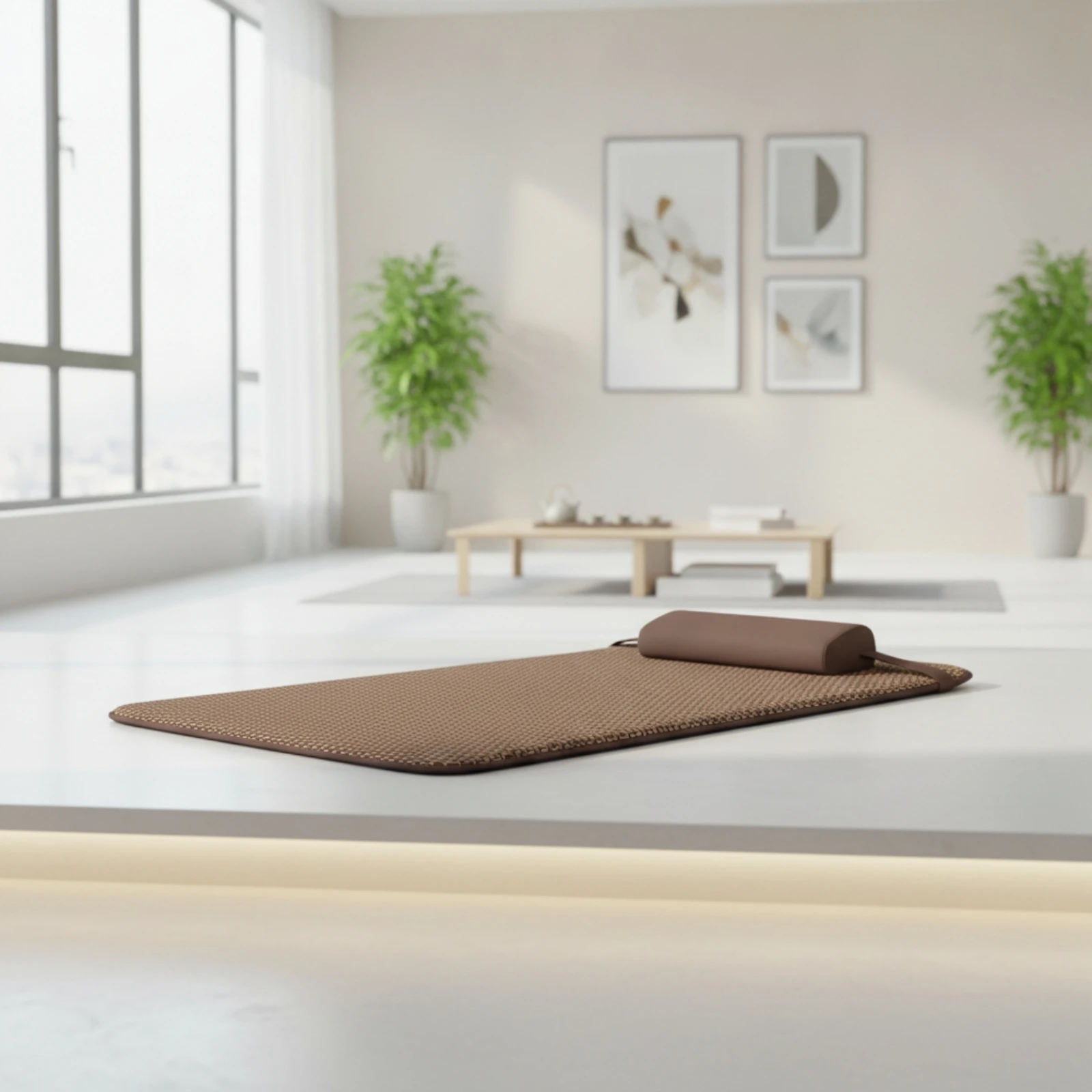Cushioned Mat with Rattan Top Breathable Foldable Mattress Pad Lightweight Nap Pad for Home and Office