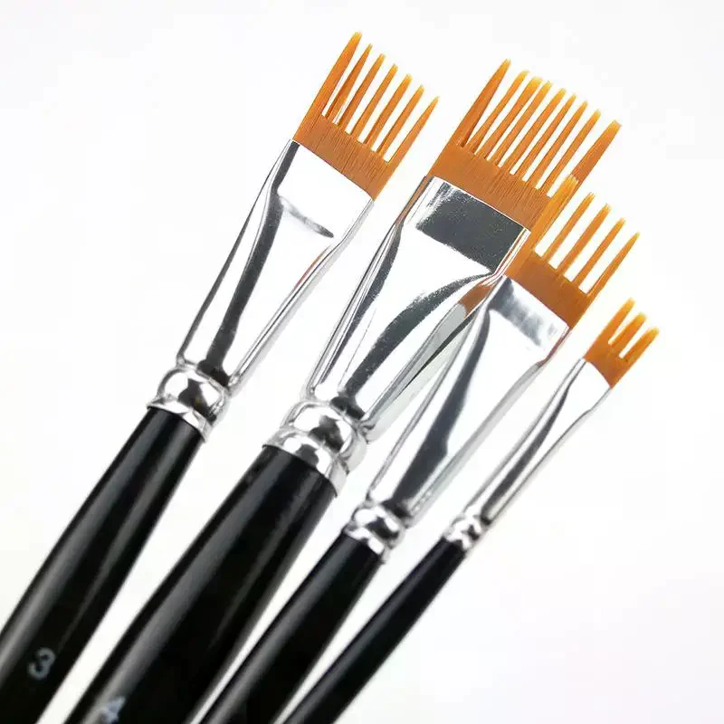 4Pcs Serrated Shape Paintbrush Set For Watercolor Oil Digital Painting - Landscape Leaf Art Brushes For Artists & Students