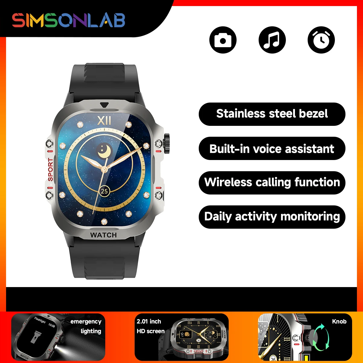 2024 Smartwatch, Magnetkabel, Taschenlampe, App-Flugbahnanzeige, Wettervorhersage 5.2, Bluetooth,